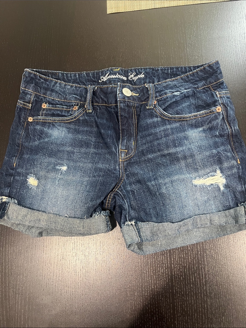 American Eagle Denim Jean Mid Rise Cut Off Shorts - size 4